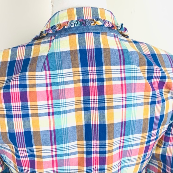 J Crew Women Size 2 Regent Blazer Pastel Plaid Ruffle Lined One Button Preppy - Picture 7 of 15